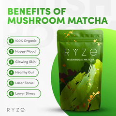 RYZE Matcha - with 6 Organic Adaptogenic Mushrooms Grown In USA and Ceremonial-Grade Japanese Matcha - Weekend Pair