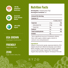 RYZE Matcha - with 6 Organic Adaptogenic Mushrooms Grown In USA and Ceremonial-Grade Japanese Matcha - Weekend Pair
